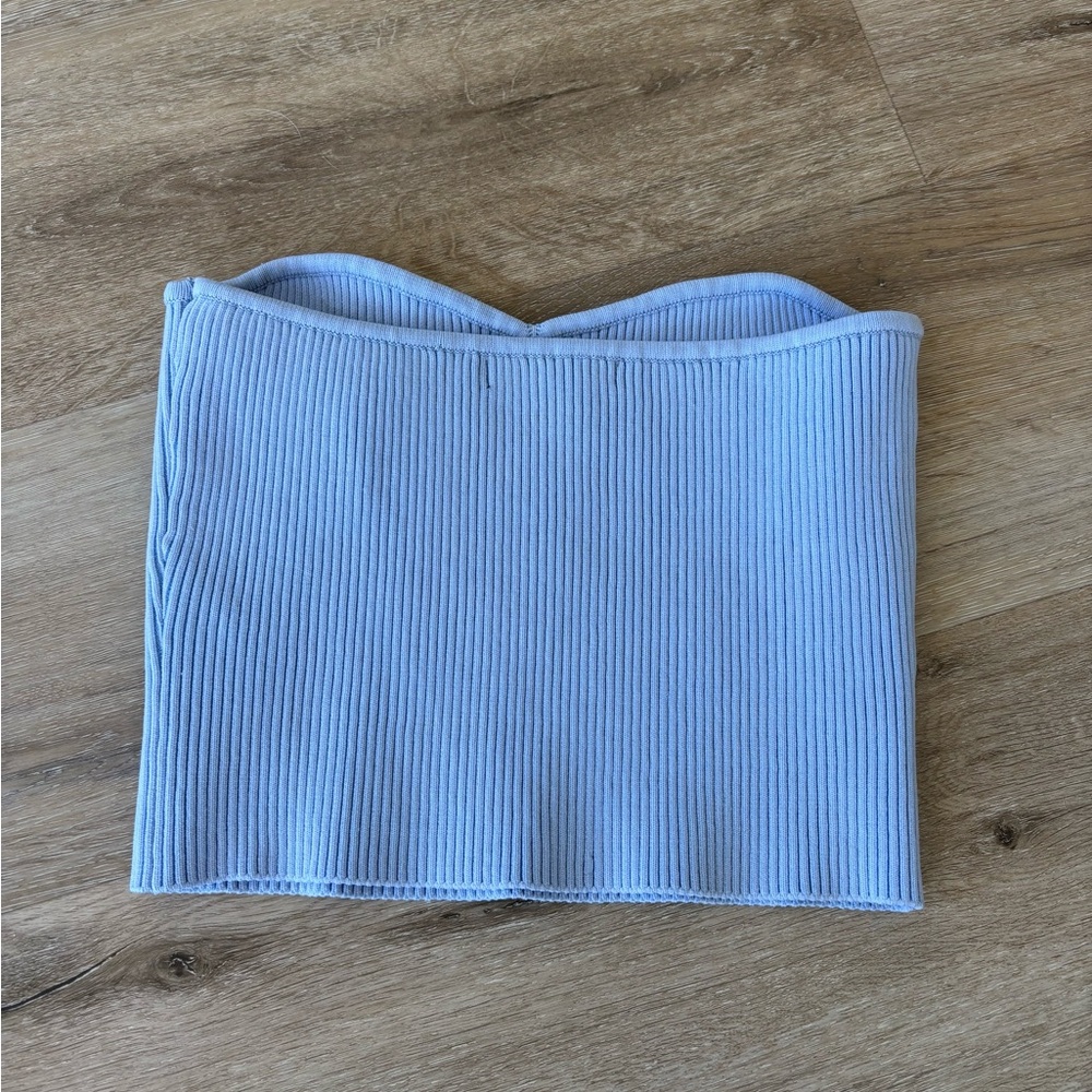 Periwinkle Blue Ribbed Strapless Top - Picture 3 of 5